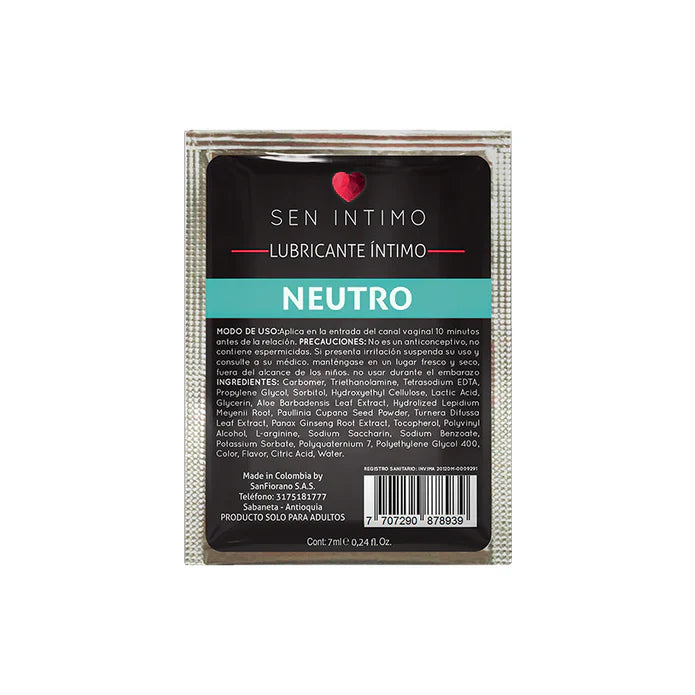 Sachet Lubricante Neutro Sen Intimo x7ml