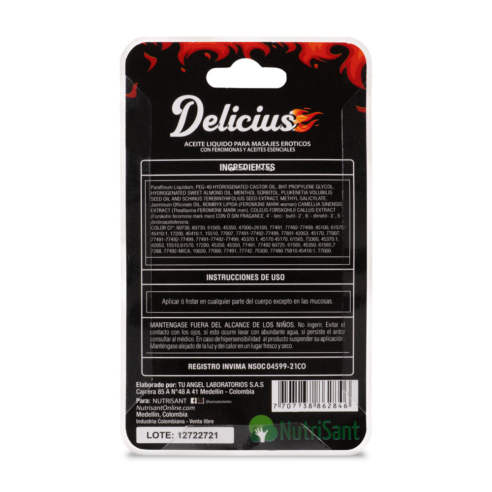 Aceite Caliente para Masajes y Sexo Oral 15ml Delicius con Dados Sabores Surtidos