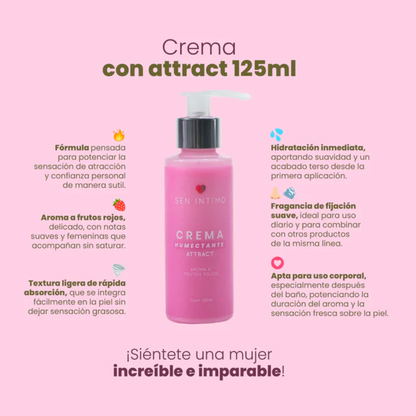 Crema Humectante Frutos Rojos Con Feromonas Y Brillo Sen intimo 125ml