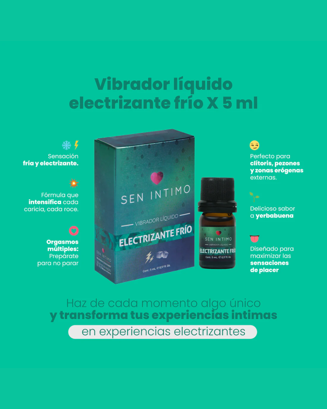 Vibrador Líquido Electrizante Frío X 5 ml Sen Intimo