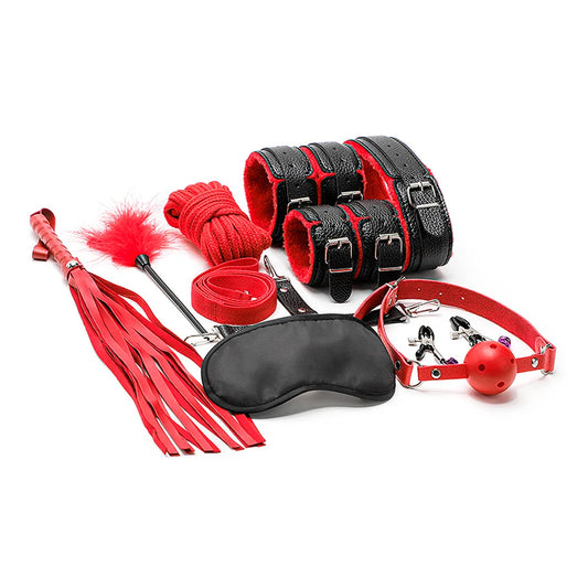 Kit Bondage 10 Piezas Rojo con Negro