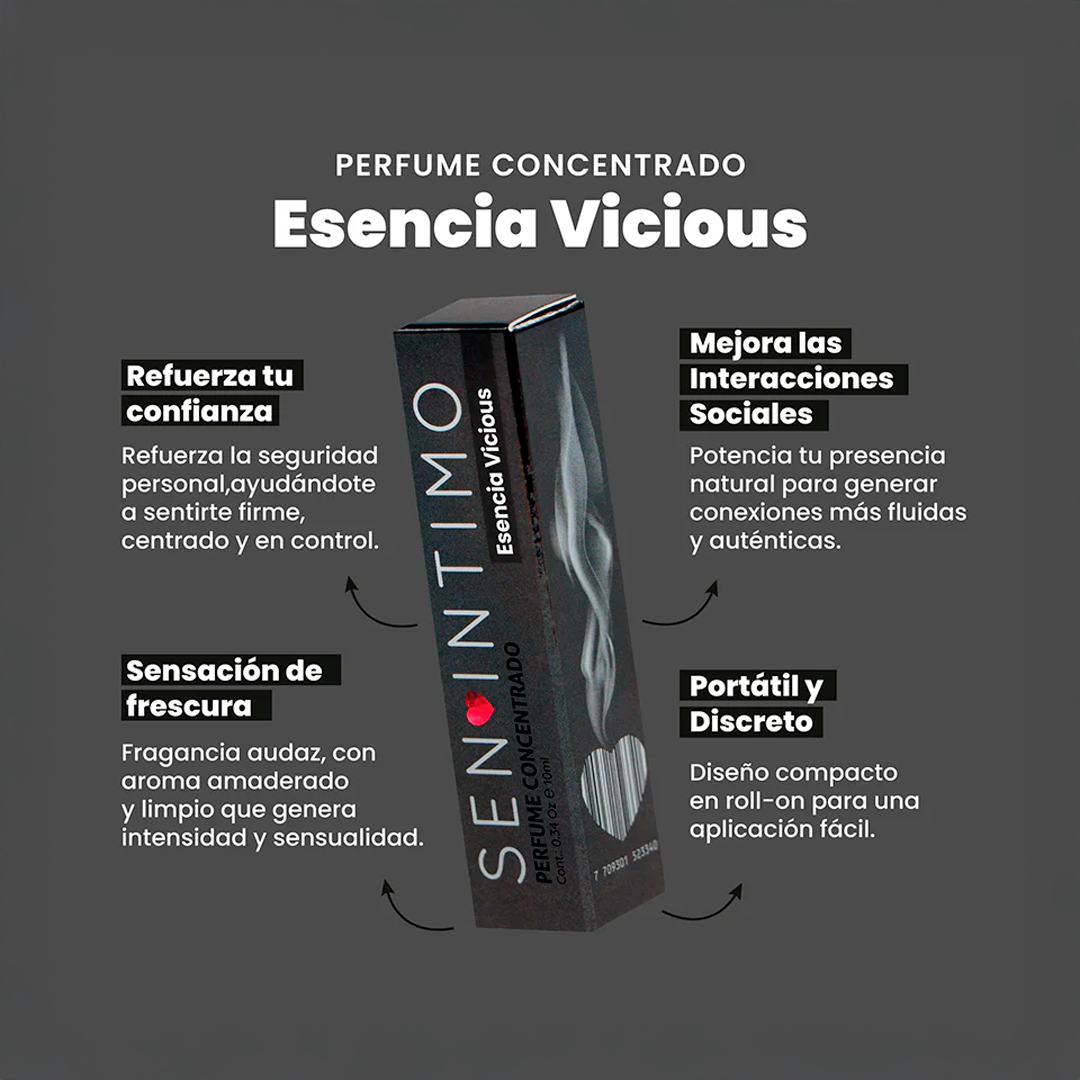 Perfume para hombre esencia Vicious 10ml Sen Íntimo