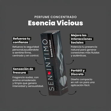 Perfume para hombre esencia Vicious 10ml Sen Íntimo