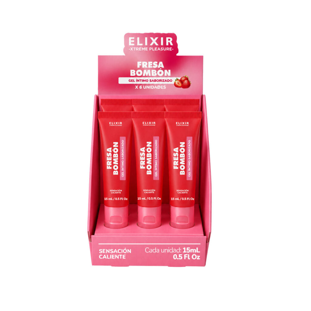 Gel Íntimo Saborizado Fresa Bombon Caliente Elixir 15ml