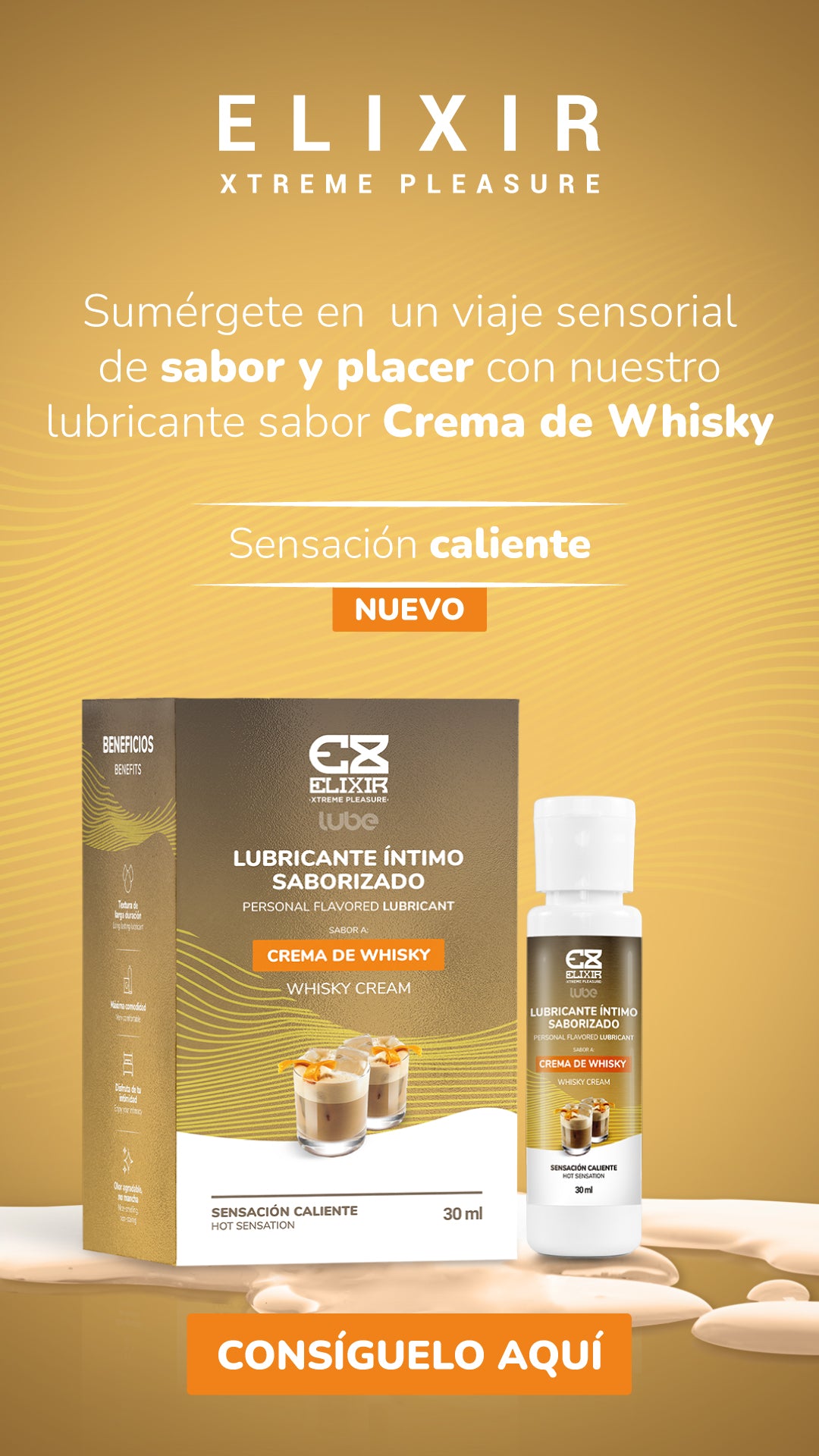 Lubricante Saborizado Crema de Whisky Elixir