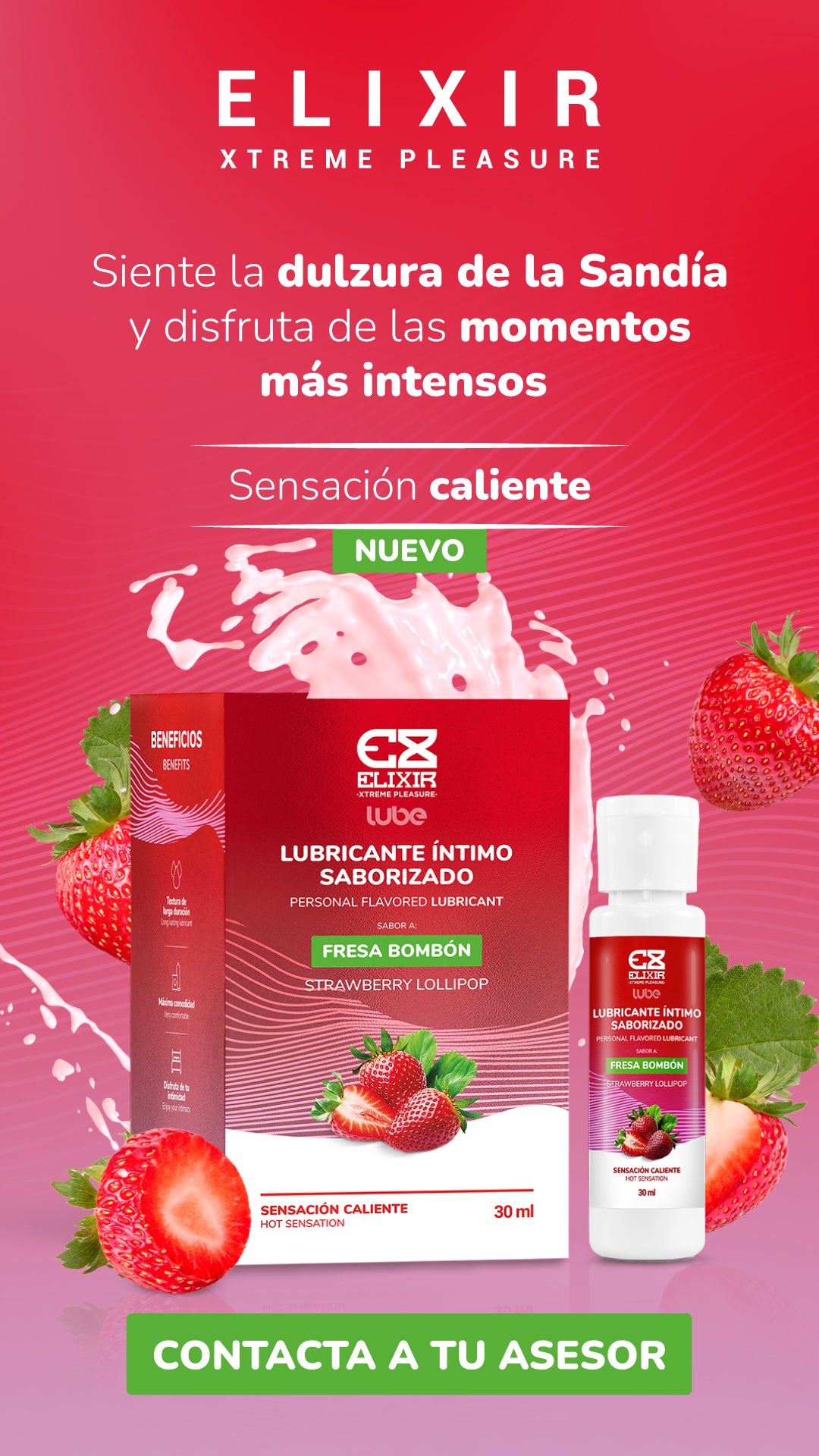 Lubricante Saborizado Fresa Bombon Elixir