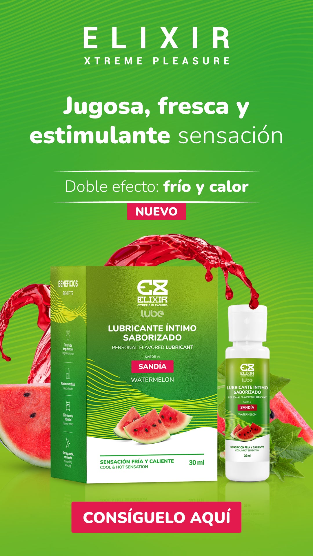 Lubricante Saborizado Sandía Elixir Frio Y Calor