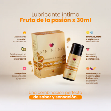 Lubricante Íntimo Caliente con Sabor a Maracuyá 30 ml Sen Íntimo